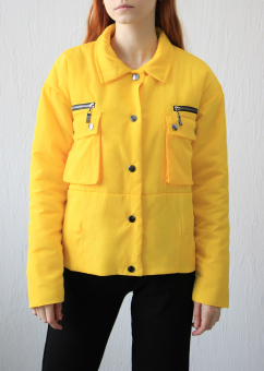 Куртка легкая 2 накладных кармана темные металл кнопки и молнии