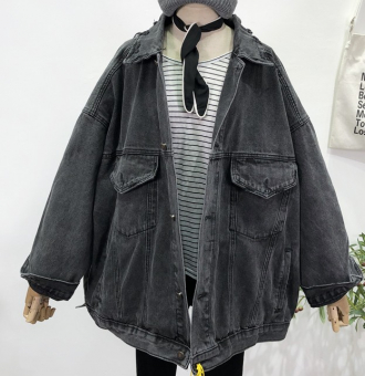 Джинсовка oversize на спине вышивка надпись и голова быка