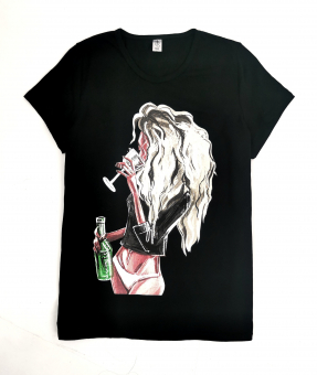 Футболка принт Девушка с бокалом