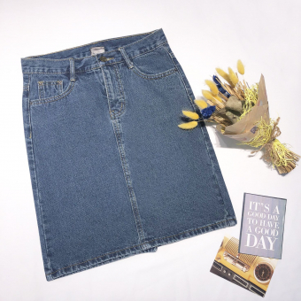 Юбка джинс прямая basic длина 50см