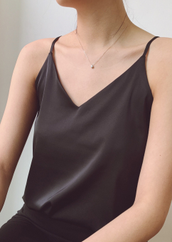 Топ майка S`20 шелк подклад - тонкие лямки без регулировки