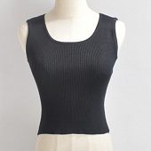 Картинка Топ плотный трикотаж рубчик широкие лямки (черный) от магазина LonnaMag