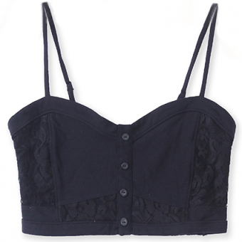 Топ тонкие лямки имитация корсета стрейч кружево 4 пуговицы