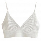 Картинка Топ вязаный треугольные чашки рубчик тонкие лямки от магазина LonnaMag