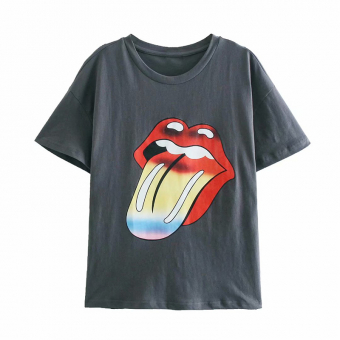 Футболка принт рот язык