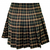 Картинка Юбка мини в складку клетка - темно зеленый + бежевый от магазина LonnaMag