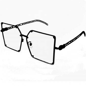 Очки прозрачные квадрат тонкая металл оправа плетеные звеньями дужки