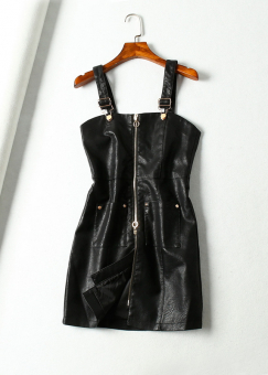 Сарафан мини по фигуре на молнии кожзам золотая фурнитура