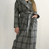 Картинка Пальто (Россия) серая клетка с бежевыми полосами от магазина LonnaMag