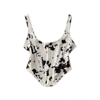 Топ корсет принт коровка чб