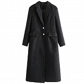 Картинка Пальто черное приталенное 2 сереберяные пуговицы от магазина LonnaMag