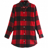 Картинка Куртка рубашка шерстяная металл пуговицы красно-черная клетка от магазина LonnaMag
