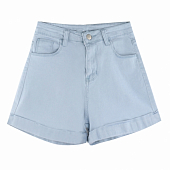 Картинка Шорты джинс в обтяжку с завышенной талией и подворотами от магазина LonnaMag