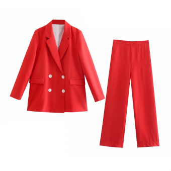 Костюм ярко-красный пиджак белые пуговицы + брюки со стрелками