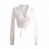 Картинка Топ длинный рукав воротник V-вырез вырез на спине с завязками от магазина LonnaMag