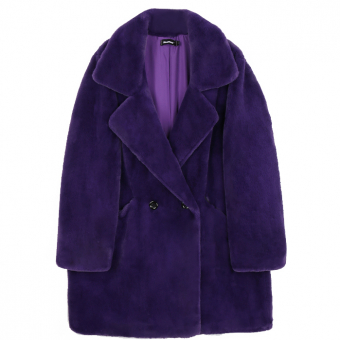 Шуба плюшевая 2 черные пуговицы подклад в цвет