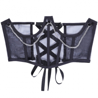Корсет черный сетка цепь сзади шнуровка