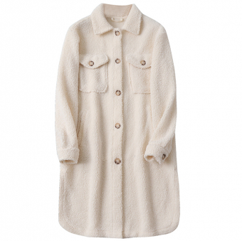 Рубашка длинная плюш коричневые пуговицы