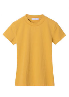 Футболка базовая с широкой круглой горловиной приталенная