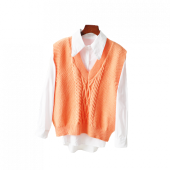 Комплект белая рубашка + вязаный жилет косы