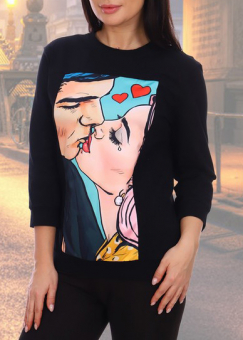 Лонгслив принт попап поцелуй