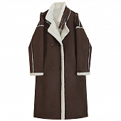 Картинка Пальто дубленка длинная замша + плюш пуговицы 2 ремня на вороте от магазина LonnaMag