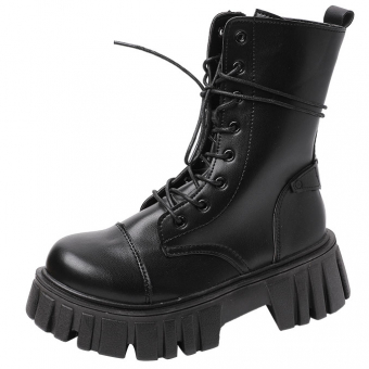 Сапоги мартинсы высокая зубчатая платформа сзади полукольцо