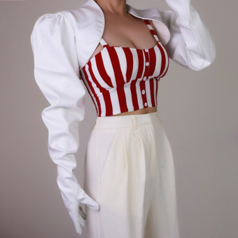 Накидка цельная с перчатками эко кожа матовая рукава фонарики сборка