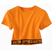 Картинка Топ футболка резинка с надписью Happiness Matters от магазина LonnaMag