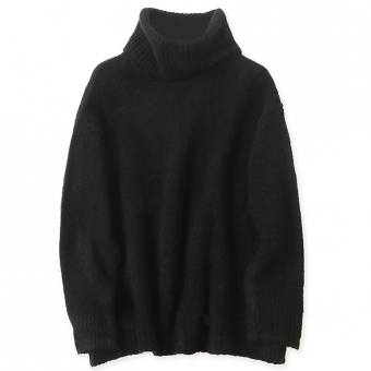 Свитер длинный высокий ворот oversize рубчик по краям