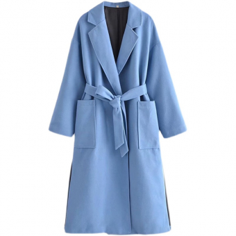 Пальто халат небесно-голубое 2 квадрат кармана