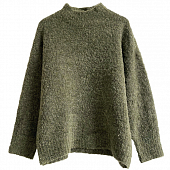 Картинка Свитер вязаный круглый ворот в рубчик спущен плечевой шов от магазина LonnaMag