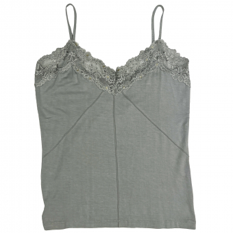 Топ майка тонкие лямки кружево бисер сборка на спине