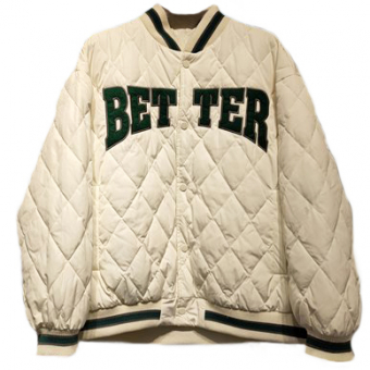Бомбер oversize стеганый  ромбами надпись BETTER