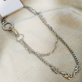 Цепь на джинсы двойная пламя карабин