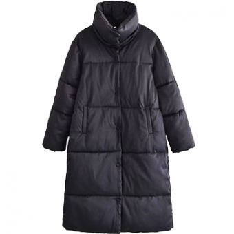 Пуховик кокон прямой широкий oversize высокий ворот