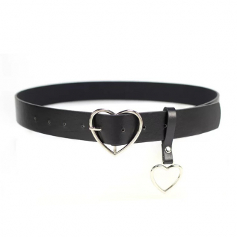 Ремень кожзам с пряжкой и подвеской в виде сердец