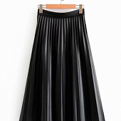 Картинка Юбка миди клеш в складку эко-кожа от магазина LonnaMag