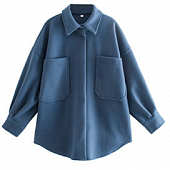 Картинка Рубашка шерстяная oversize однотон на кнопках 2 больших кармана на груди от магазина LonnaMag