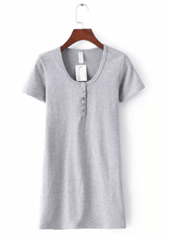 Платье AA мини короткий рукав футболка с пуговицами