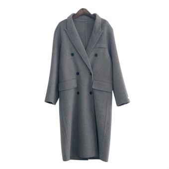 Пальто шерстяное 6 черных пуговиц карманы спереди швы