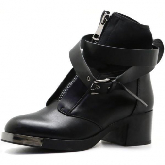 Полусапожки на молнии металл нос ремень FOREST GRAND