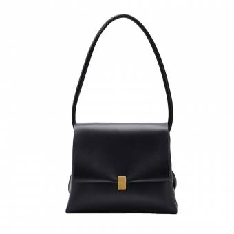 Сумка crossbody трапеция завернут клапан золотой замок