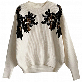 Картинка Свитер вязаный сверху вышит узор из пайеток  от магазина LonnaMag