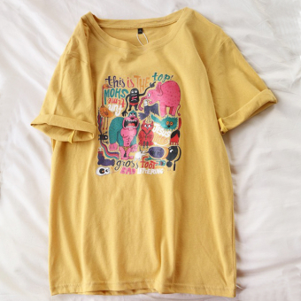 Футболка круглый вырез принт монстры надписи