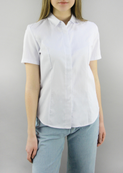 Рубашка приталенная короткий рукав три пуговки на груди