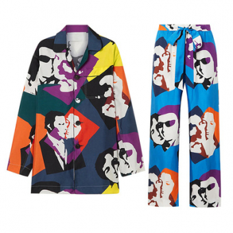 Костюм в пижамном стиле принт ретро