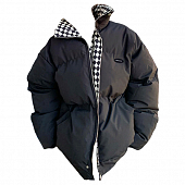 Картинка Пуховик короткий на молнии вставка шахматная клетка  от магазина LonnaMag