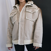 Картинка Куртка oversize белая плюшевая окантовка и подклад от магазина LonnaMag