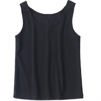 Майка базовая стрейч широкие лямки (черная)